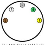 5-polger Dideonstecker für SX-Bus (Ansicht von vorn, männlein, male